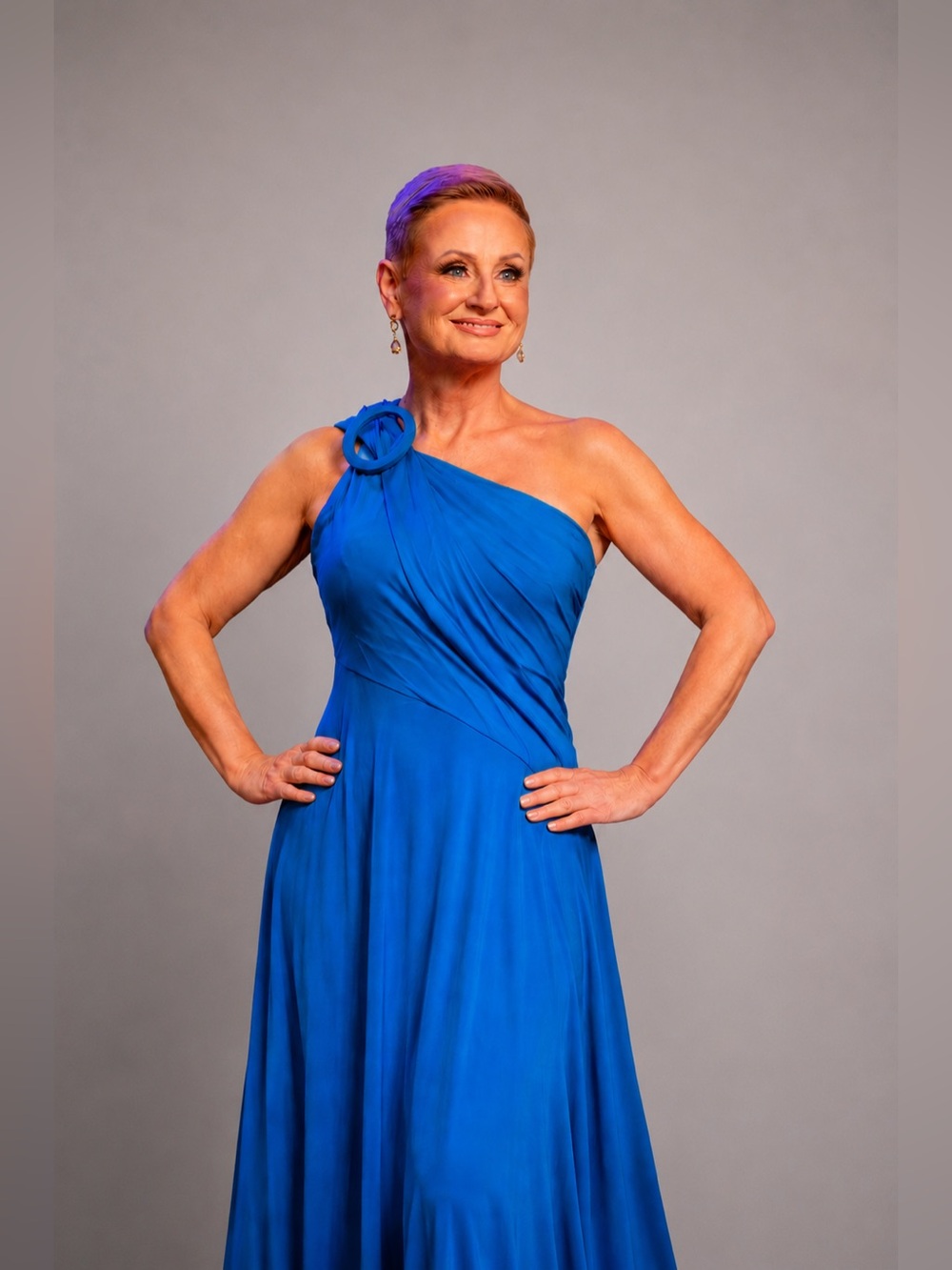 One-Shoulder Midi Dress in Teal